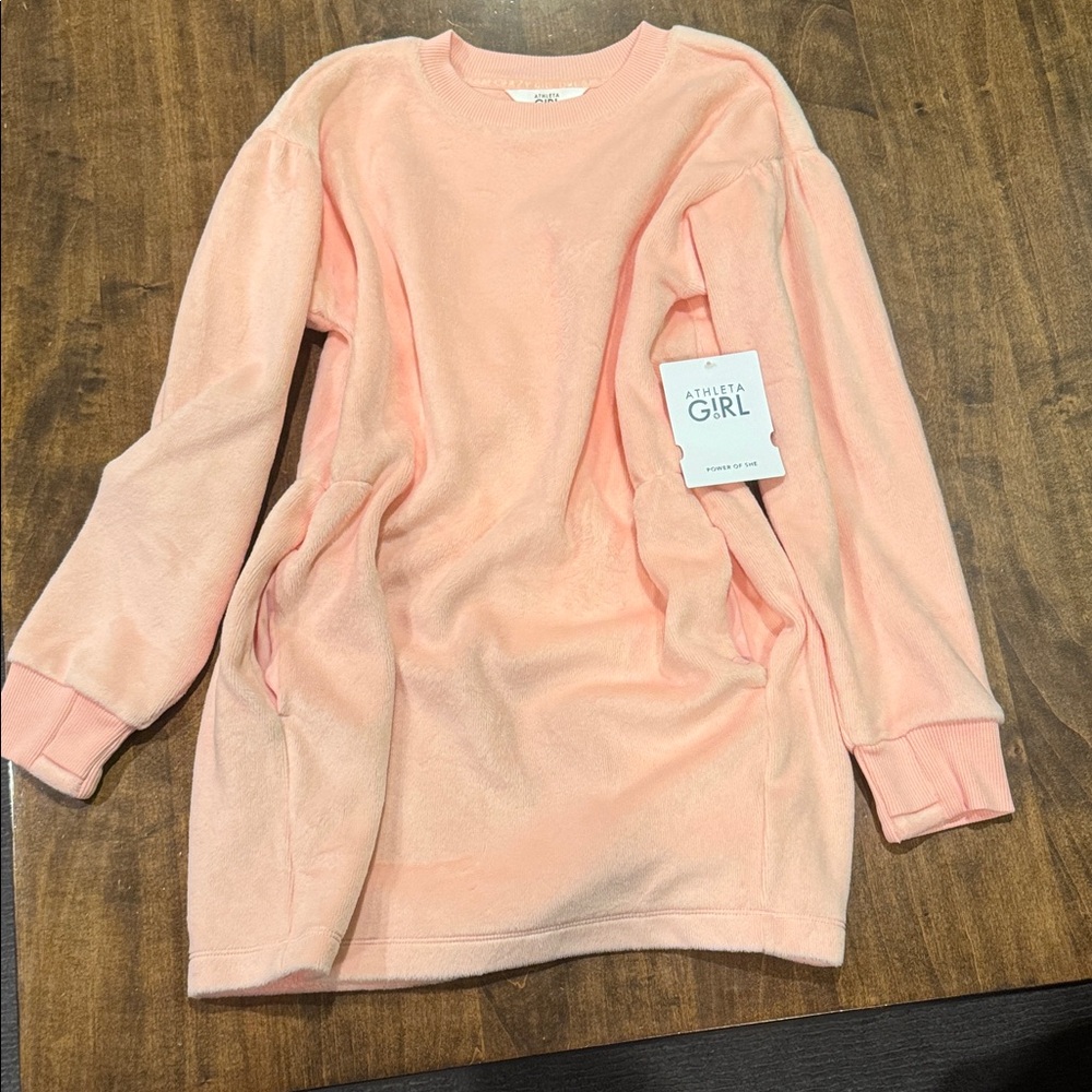 Athleta Girl Soft Pink Fleece Dress NWT
